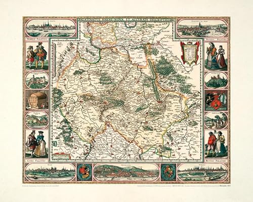 Historische Karte: Rheinpfalz, 1652 (Plano): Kartuscheninschrift: Palatinatus Rheni Nova, et Accurata Description. von Rockstuhl Verlag