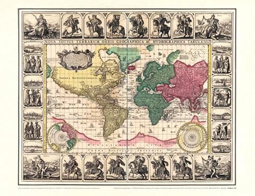 Historische WELTKARTE 1652 - von Nicolaes Visscher (gerollt): Originalinschrift der World Map: Nova Totius Terrarum Orbis Geographica Ac Hydrographica Tabula | Weltkarten Vol. 3 von Rockstuhl Verlag