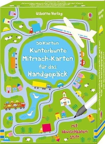 50 Karten: Kunterbunte Mitmach-Karten für das Handgepäck: mit abwischbarem Stift (50-Karten-Reihe) von Usborne