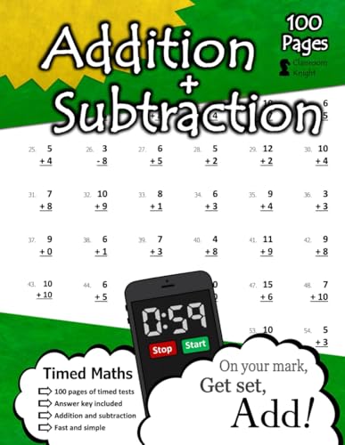 Addition + Subtraction: 100 Practice Pages - Timed Tests - KS1 Maths Workbook (Ages 5-7) – Learn to Add and Subtract - Answer Key Included von Libro Studio LLC