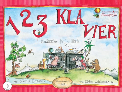 1 2 3 Klavier Klavierschule für 2 - 8 Hände. Heft 1 mit CD zu Heft 1 und 2 (EB 8619) von Breitkopf & Hrtel