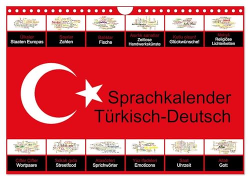 Sprachkalender Türkisch-Deutsch (Wandkalender 2024 DIN A4 quer), CALVENDO Monatskalender: Einstieg in türkische Sprache und Kultur von CALVENDO