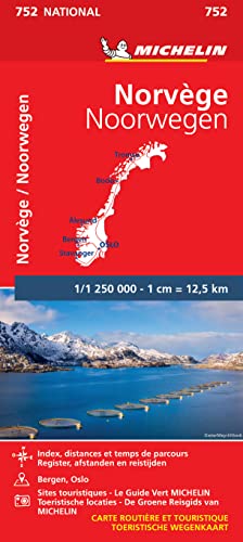 NORVEGE 11752 CARTE NATIONAL MICHELIN KAART: Wegenkaart Schaal 1 : 1.250.000 (Nationale kaarten Michelin)