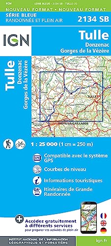 2134SB Tulle.Donzenac.Gorges de la Vézère (Série Bleue, Band 2134) von IGN Frankreich