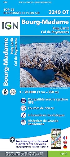 2249 OT Bourg-Madame Col de Puymorens Puig Carlit 1:25 000 (TOP 25) von IGN Frankreich