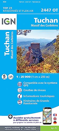 2447OT Tuchan.Massif des Corbières (TOP 25) von IGN Frankreich