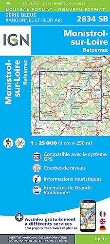 2834SB Monistrol-sur-Loire-Retournac (Série Bleue, Band 2834) von IGN-Frankreich