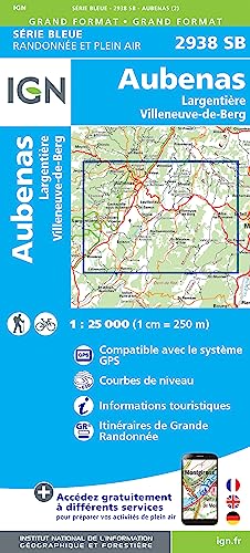 Aubenas Argentier 1:25 000: 1:25000 (Série Bleue, Band 2938) von IGN Frankreich