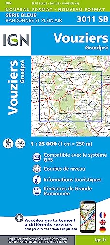 3011SB Vouziers Grandpre (Série Bleue, Band 3011) von Ign Institut Geographique National