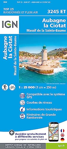 3245ET AUBAGNE - LA CIOTAT Topographische Wanderkarte Frankreich 1:25.000 TOP 25 IGN