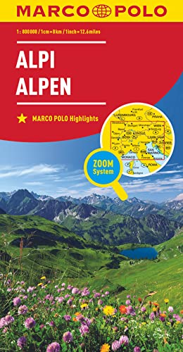 Alpy mapa: MARCO POLO Länderkarte Alpen 1:800.000: Zoom System Alpy mapa: MARCO POLO Länderkarte Alpen 1:800.000: Zoom System