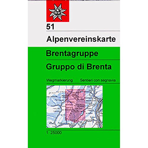 Brentagruppe: Topographische Karte 1:25.000 mit Wegmarkierungen (Alpenvereinskarten) von Deutscher Alpenverein