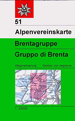 Brentagruppe: Topographische Karte 1:25.000 mit Wegmarkierungen (Alpenvereinskarten)