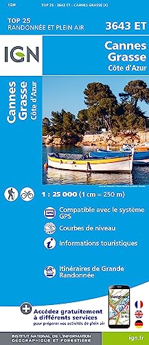 Cannes / Grasse / Côte d`Azur 1 : 25 000 (TOP 25) von IGN Frankreich