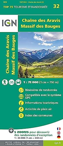 Chaine des Aravis Massif des Bauges 1:75 000 (TOP 75, Band 75032)