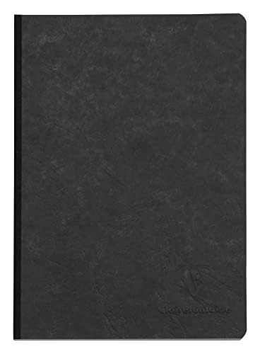 Clairefontaine 795461C - Heft / Notizbuch AgeBag DIN A5 14,8 x 21 cm, mit Leinenoptik, liniert 96 Blatt, Schwarz, 1 Stück