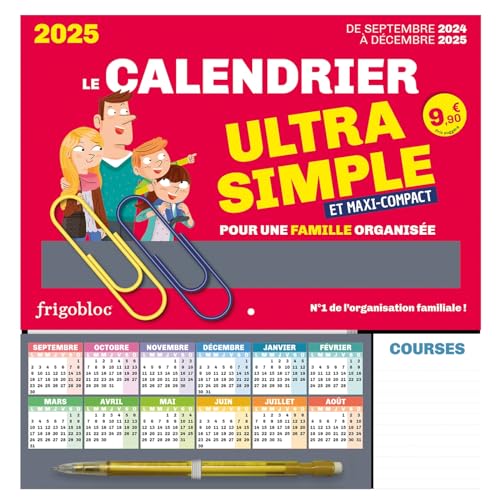 Frigobloc Le mini calendrier Ultra Simple pour une famille organisée ! (de sept. 2024 à déc. 2025): Avec un crayon de papier, 2 maxi-trombones, 1 ... coupons et tickets et 500 stickers colorés von PLAY BAC