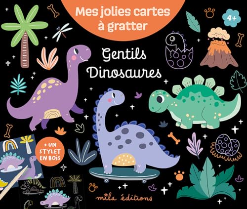 Gentils dinosaures - Mes jolies cartes à gratter: Pochette avec 8 cartes et un stylet en bois von MILA
