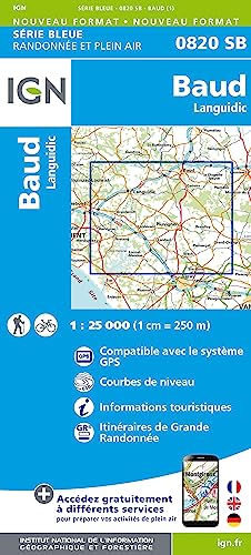 IGN Karte, Carte de randonnée (et plein air) Baud Languidic (Série Bleue, Band 820)