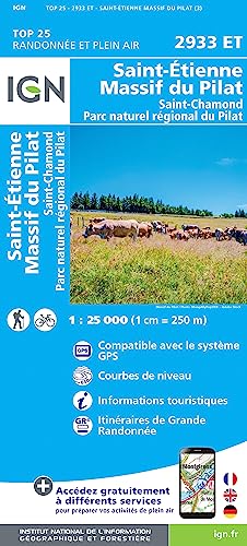 IGN Karte, Carte de randonnée (et plein air) Massif du Pilat.St-Etienne.St-Chamond.Parc National du Pilat (TOP 25)