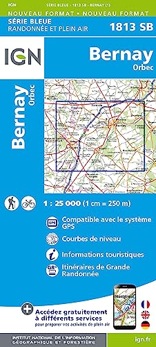 IGN Karte, Serie Bleue Bernay Orbec (Série Bleue, Band 1813) von IGN Institut Geographique National