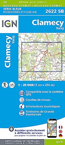 IGN Karte, Serie Bleue Clamecy Varzy (Série Bleue, Band 2622) von IGN Institut Geographique National