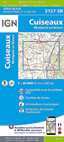 IGN Karte, Serie Bleue Top 25 Cuiseaux.Montpont-en-Bresse (Série Bleue, Band 3127)