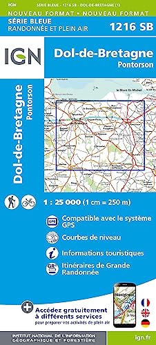 IGN Karte, Serie Bleue Top 25 Pontorson.Dol-de-Bretagne (Série Bleue, Band 1216)