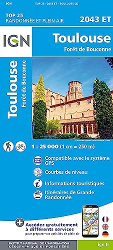 IGN Karte, Serie Bleue Top 25 Toulouse. Forêt de Bouconne