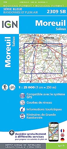 IGN - Wander- und Outdoorkarte 2309SB MOREUIL / SALEUX (Série Bleue, Band 2309) von IGN Frankreich