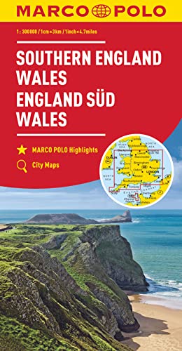 MARCO POLO Regionalkarte England Süd, Wales 1:300.000: MARCO POLO Highlights. City Maps
