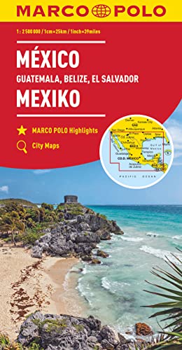 MARCO POLO Kontinentalkarte Mexiko, Guatemala, Belize, El Salvador 1:2,5 Mio.: Includes Guatemala, Belize and El Salvador von Mairdumont