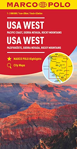 MARCO POLO Kontinentalkarte USA West 1:2 Mio.: Pazifikküste, Sierra Nevada, Rocky Mountains