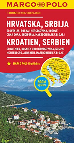 MARCO POLO Länderkarte Kroatien, Serbien, Bosnien und Herzegowina 1:800.000: Slowenien, Kosovo, Montenegro, Albanien, Nordmazedonien