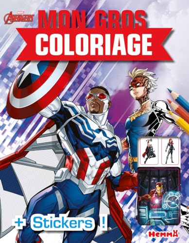 Marvel Avengers - Mon gros coloriage + stickers ! (Falcon et Captain Marvel): Avec des stickers von HEMMA