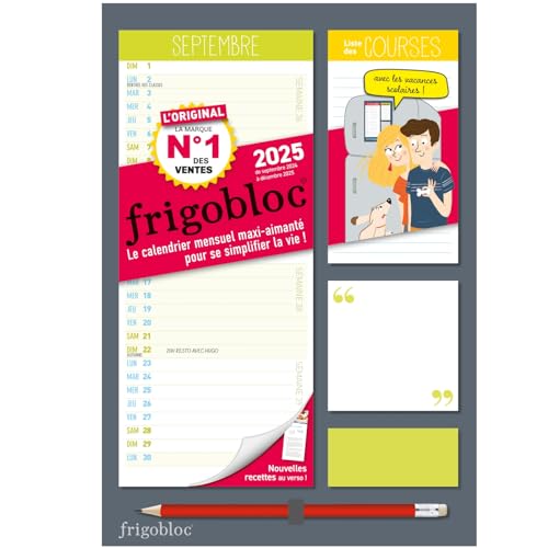 Frigobloc Mensuel compact 2025 - Calendrier d'organisation familiale / mois: (de sept. 2024 à déc. 2025)