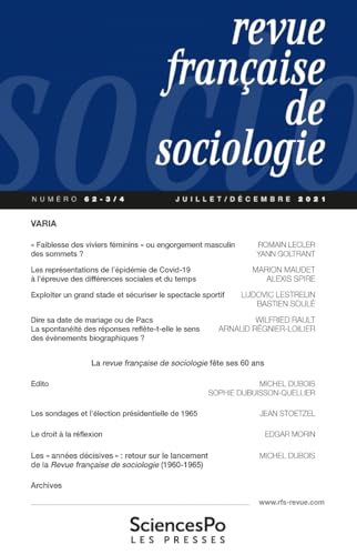 Revue Française de Sociologie T62-3/4 von SCIENCES PO