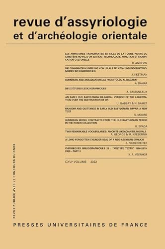 Revue d'assyriologie 2022, vol. 116 Revue d'assyriologie 2022, vol. 116