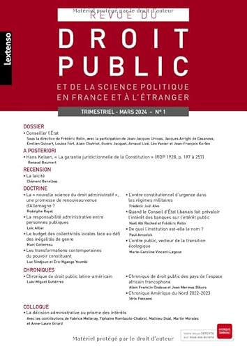 Revue du droit public et de la science politique en France et à l'étranger N°1-2024 von LGDJ