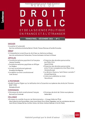 Revue du droit public et de la science politique en France et à l'étranger N°4-2024 von LGDJ