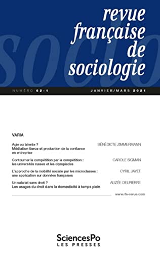 Revue francaise de sociologie T62-1: Varia Revue francaise de sociologie T62-1: Varia
