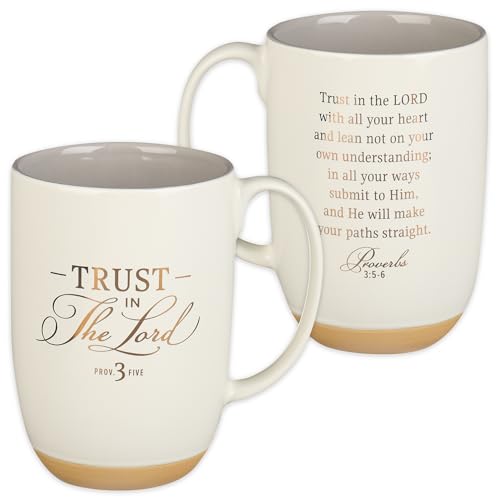 Trust in the Lord white Ceramic Coffee Mug with Exposed Clay Base Trust in the Lord white Ceramic Coffee Mug with Exposed Clay Base