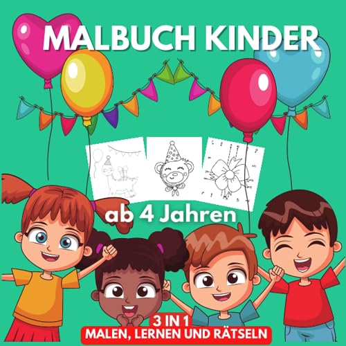 Malbuch Kinder ab 4 Jahren: Ausmalbuch für KleinkInder, mit den ersten Rätselaufgaben. Kindermalbuch ab 4 Jahren für den Geburtstag. Tiermalbuch für Kinder. Malbuch Kinder ab 4 Jahren: Ausmalbuch für KleinkInder, mit den ersten Rätselaufgaben. Kindermalbuch ab 4 Jahren für den Geburtstag. Tiermalbuch für Kinder.