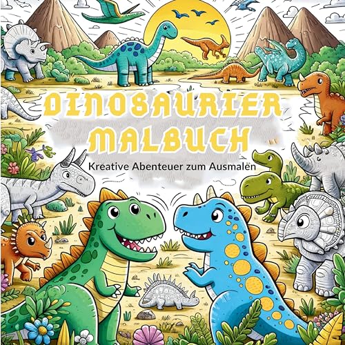 Dinosaurier Malbuch Mein urzeitliches Ausmalbuch: 50 kreative Ausmalvorlagen für Kinder von 4-8 Jahren. von tredition