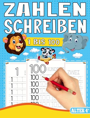 ZAHLEN SCHREIBEN LERNEN VON 1 BIS 100: Zahlen Übungsheft für Kinder ab 4 Jahre zum Erlernen der Zahlen bis 100. Vorschulbuch mit tollen Tiermotiven. ZAHLEN SCHREIBEN LERNEN VON 1 BIS 100: Zahlen Übungsheft für Kinder ab 4 Jahre zum Erlernen der Zahlen bis 100. Vorschulbuch mit tollen Tiermotiven.