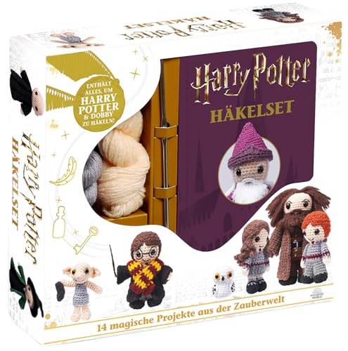 Harry Potter: Häkelset - 14 magische Projekte aus der Zauberwelt: Häkelset mit Buch - enthält alles um Harry Potter & Dobby zu häkeln (Häkelnadel, ... Füllmaterial, Sticknadel, Stickgarn)