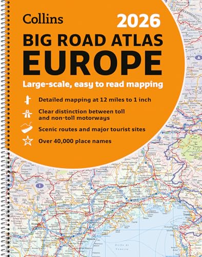 Collins 2026 Big Road Atlas Europe: Clear and detailed map of Europe in A3 size with spiral binding von Collins