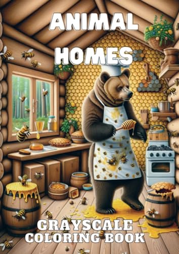 Animal Homes: Grayscale Coloring Books