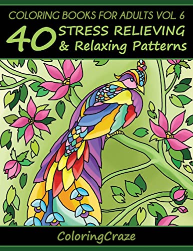 Coloring Books For Adults Volume 6: 40 Stress Relieving And Relaxing Patterns (Anti-stress Art Therapy, Band 6)