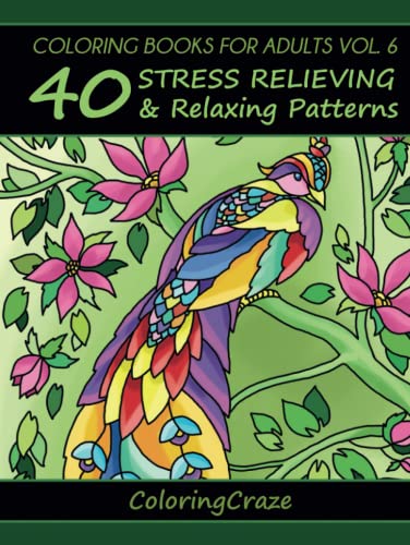 Coloring Books For Adults Volume 6: 40 Stress Relieving And Relaxing Patterns (Anti-Stress Art Therapy Series, Band 6)